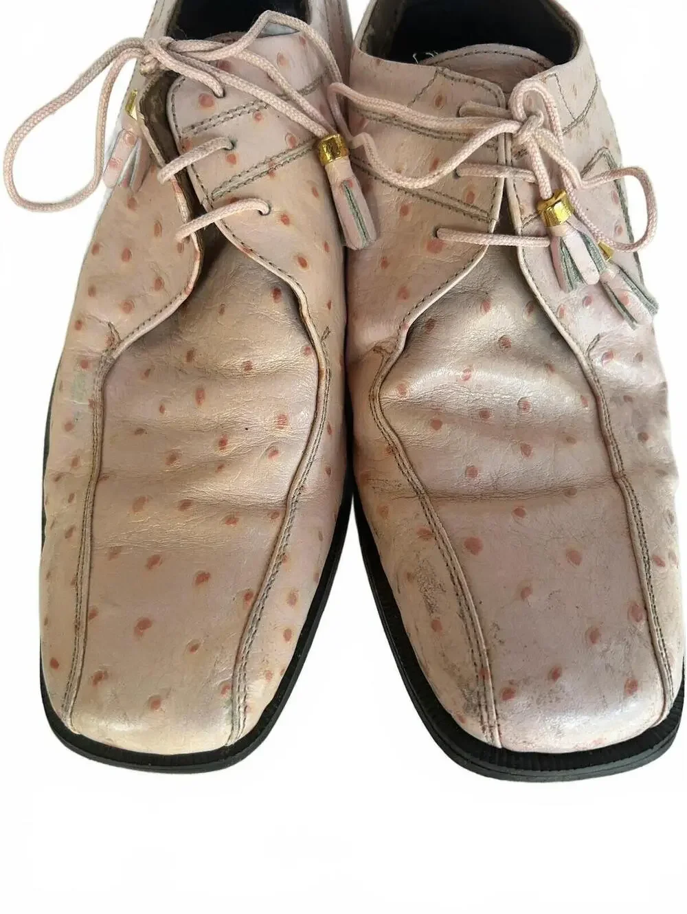 Vintage Marco Vicci Ostrich Pink Blush Dress Shoes Men 10